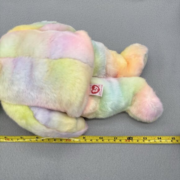 Vintage TY Beanie Buddies Peace Bear Tie Dye Pastel 1999 Embroidered Emblem 14" - Picture 9 of 9
